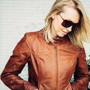 Dainese Keira Lady Leather Motorcycle Jacket, Tan (Women's EU 40 / US 8 / XS-S)